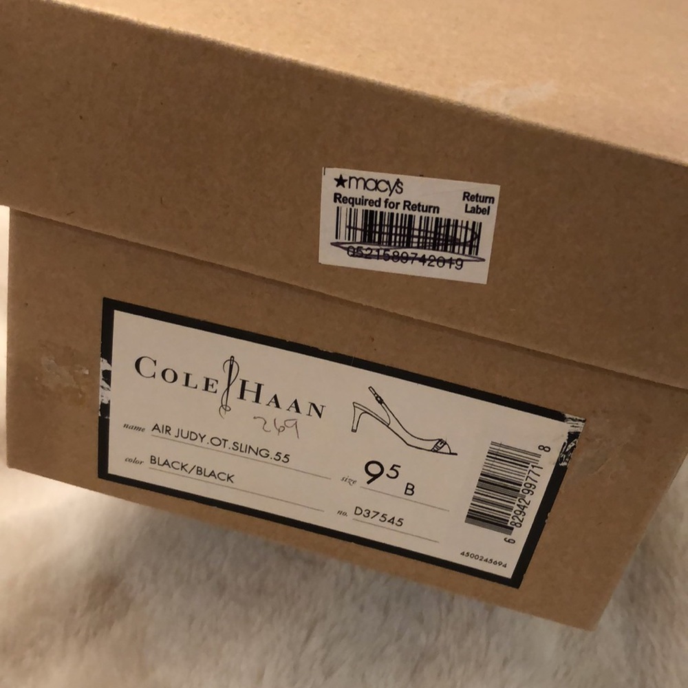 NWT! COLE HAAN OPEN TOE BLACK LEATHER PUMPS 👠 - Picture 8 of 8